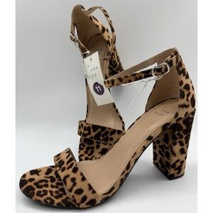 NWT A New Day Brown Leopard Print Wmn's Sz 11 Ankle Strap Tall Block Heel Pump
